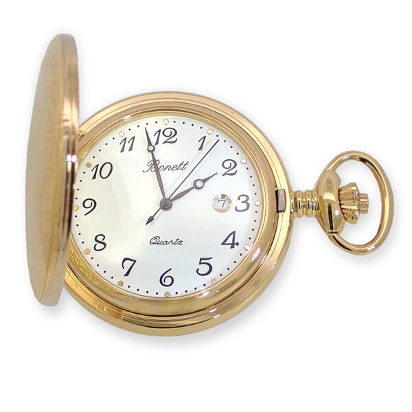 Bonett lommeur double quartz m/mønster inkl. kjede - 428DM
